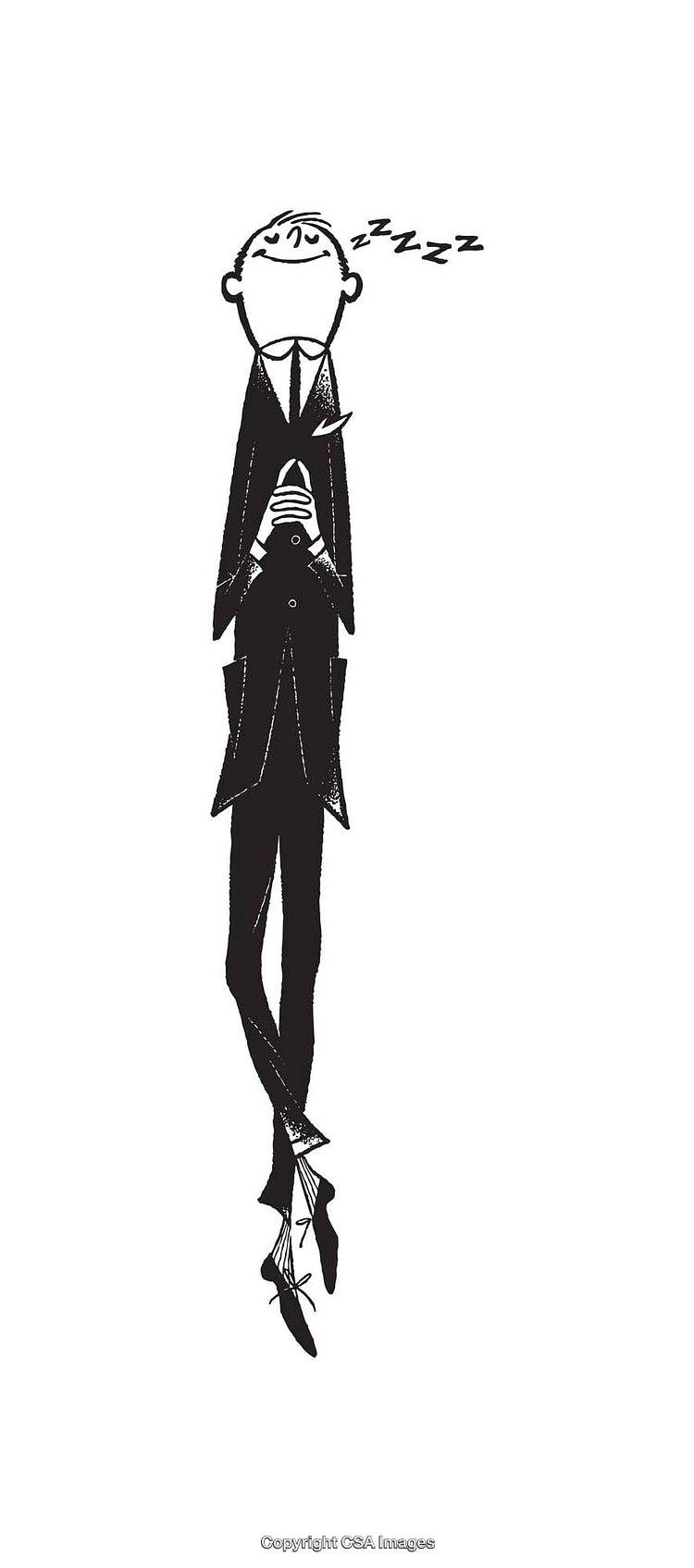 Cartoon Line Art of a Man Sleeping Standing Up