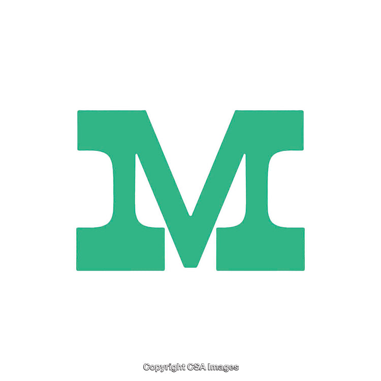 Green Bold Letter M on a White Background