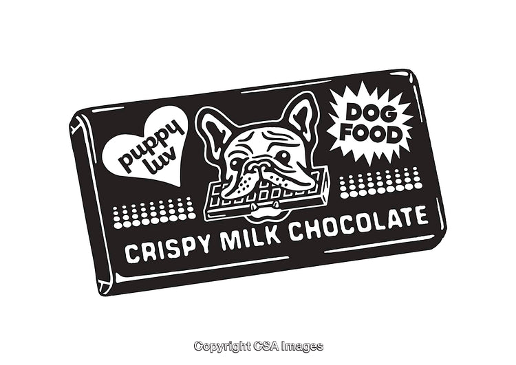 Retro Style Black-and-White Line Art of Crispy Chocolate Wrapper