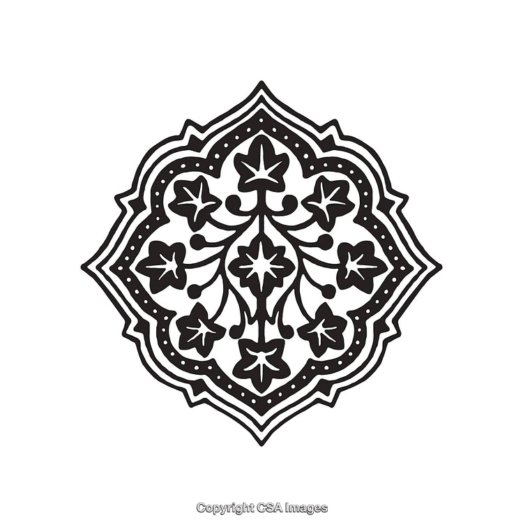 Intricate Black and White Floral Mandala and Decorative Abstract Design