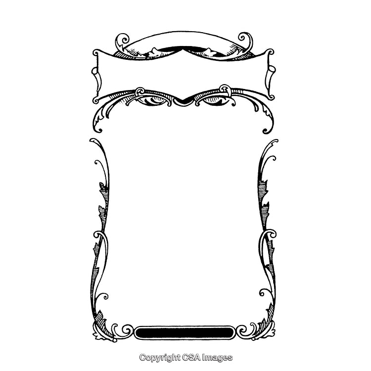 Ornate Black and White Decorative Border with Intricate Flourishes