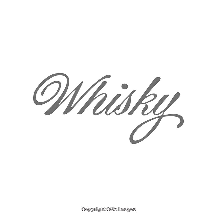 Elegant Grey Whisky Text Design on White Background