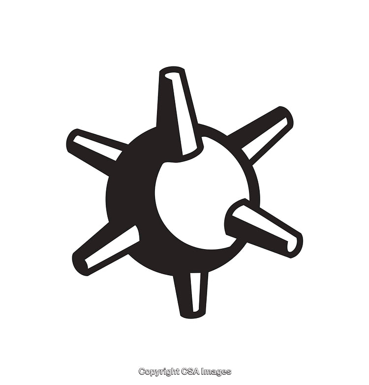 Black and White Line Art of a Naval Mine Shape