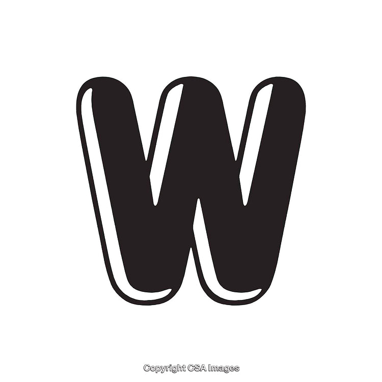 Stylized Black and White Letter W in Simple Bold Font