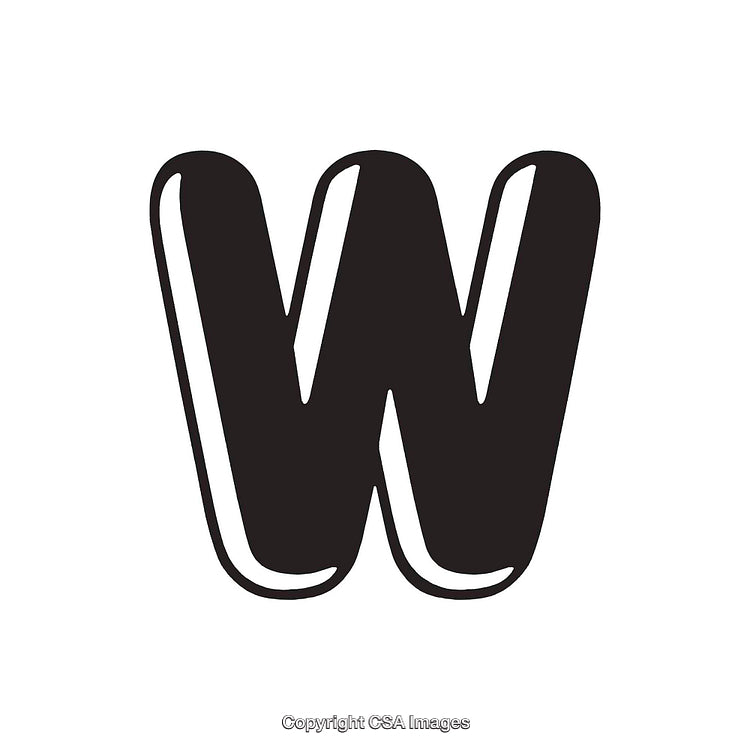 Stylized Black and White Letter W in Simple Bold Font