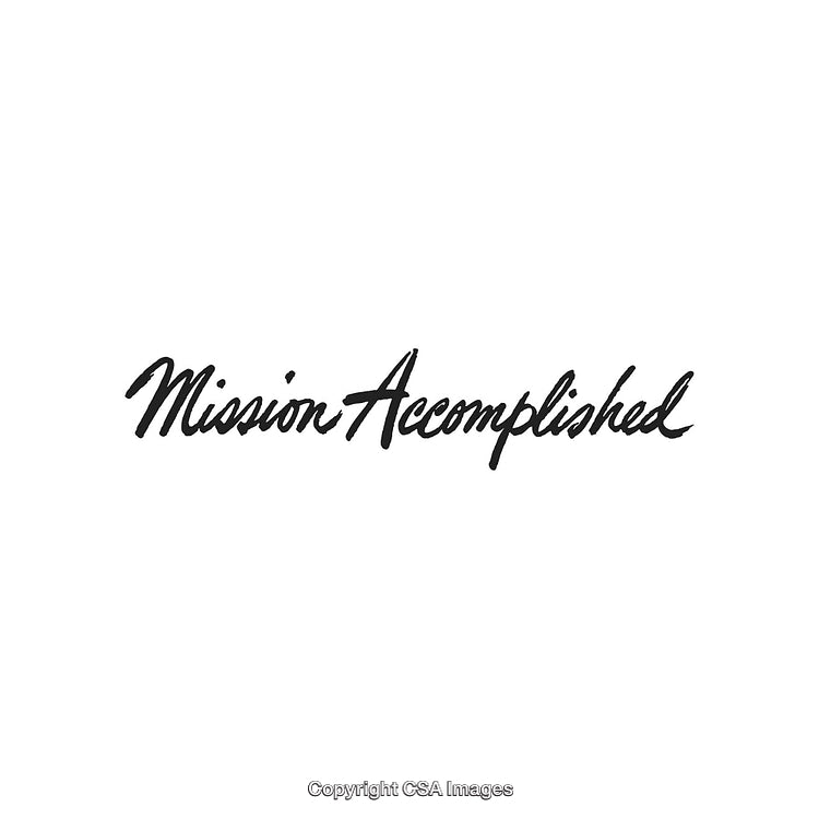 Mission Accomplished Text in Handwritten Elegant Style on White Background