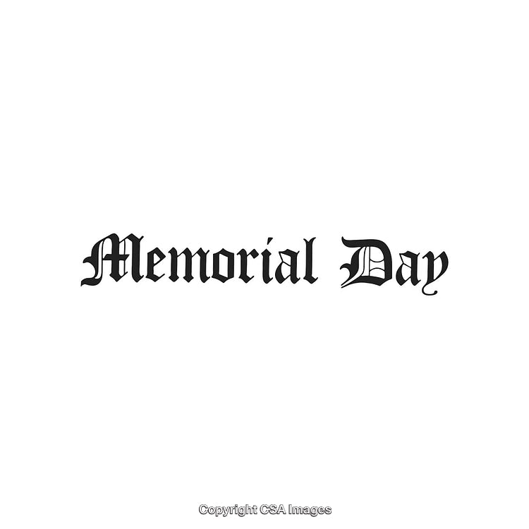 Memorial Day Text in Blackletter Script on White Background