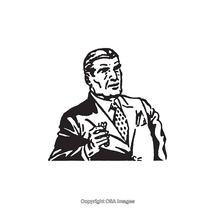 Retro Styled Line Art of a Man in Business Attire