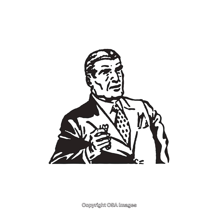 Retro Styled Line Art of a Man in Business Attire
