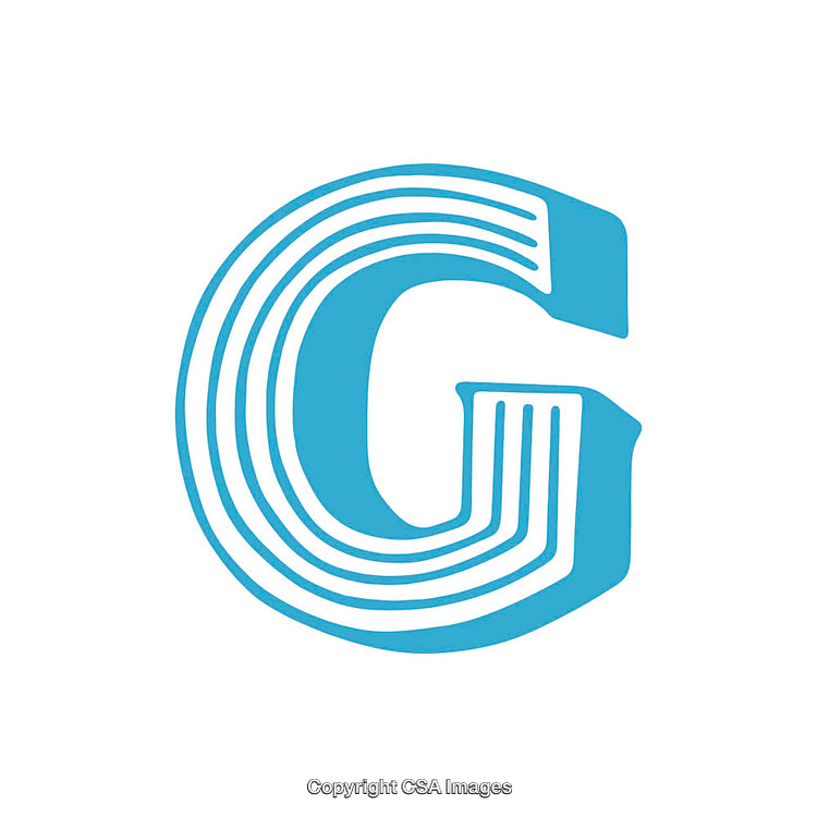 Blue Stylized Letter G with White Striped Design