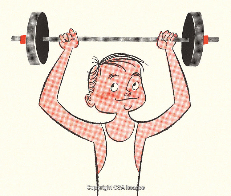 Illustrated Boy Lifting Weights With Confidence and Strength