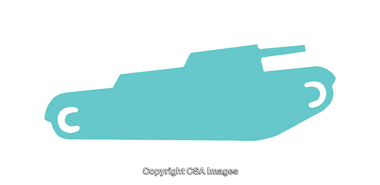 Simplistic Blue Tank Silhouette Icon on a White Background