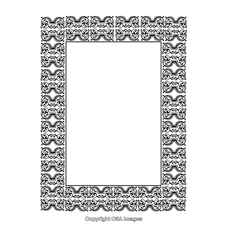 Intricate Black and White Ornate Border Frame Design for Decoration