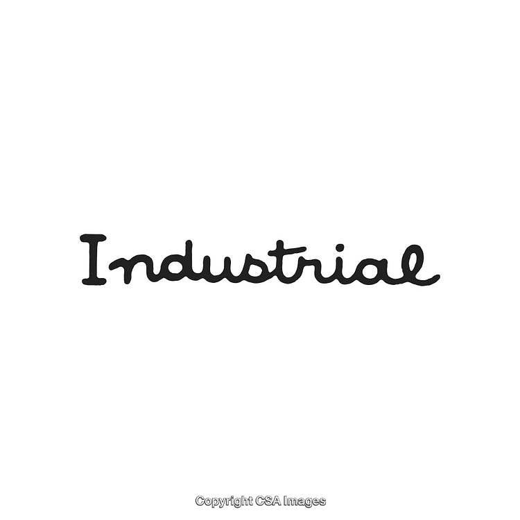 Industrial Style Handwritten Typography Design on White Background