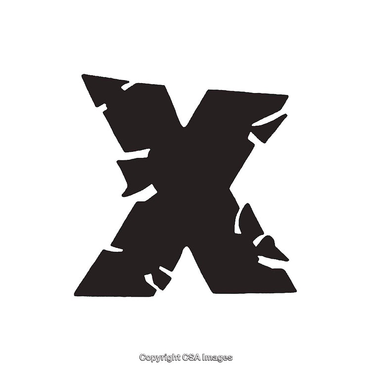 Bold Stylized Letter X Design with Distressed Textured Effect