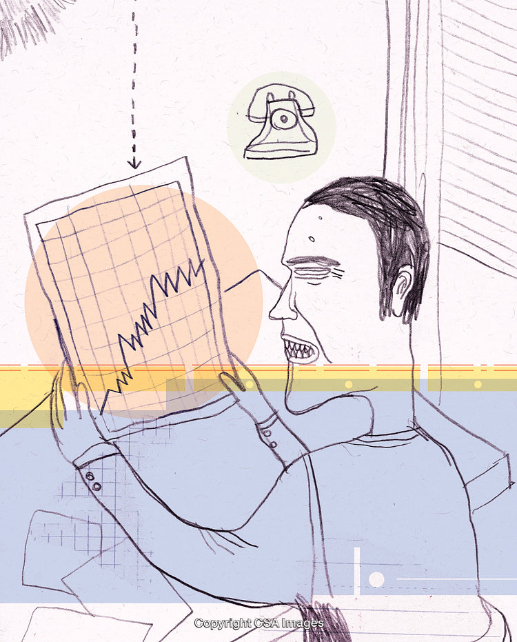 Illustration of Stressful Business Analysis with Graphs and Telephone Symbol