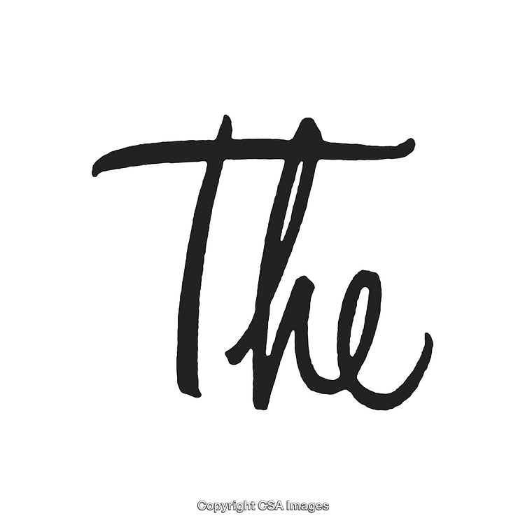 Handwritten Word 'The' in Bold Black Ink on White Background