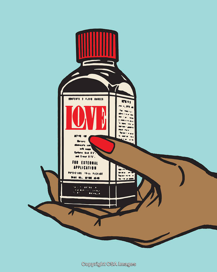 Colorful Illustration of a Bottled Love Concept with Artistic Touch