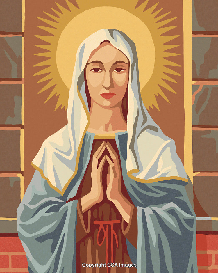 Illustration of a Holy Figure in Painted Number Art Style
