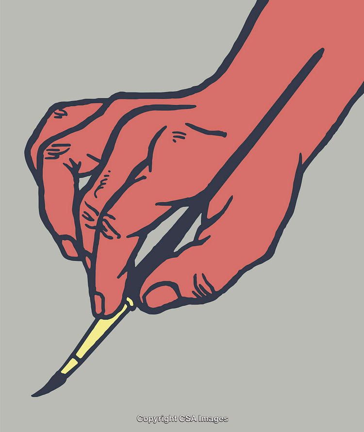 Colorful Line Art Illustrating a Hand Holding a Paintbrush