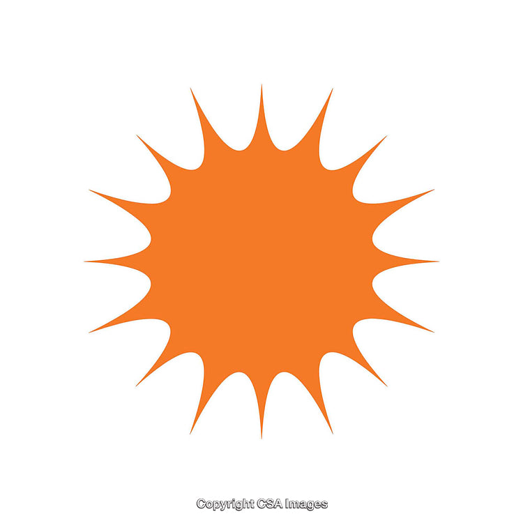 Bright Orange Sunburst Shape on a Clean White Background