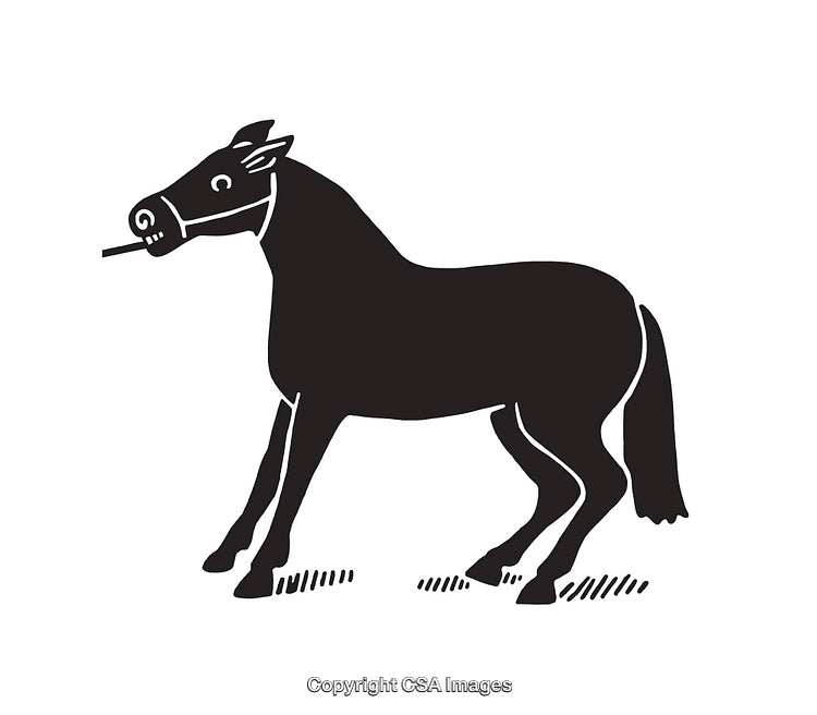 Black and White Illustration of a Horse in Minimalistic Style