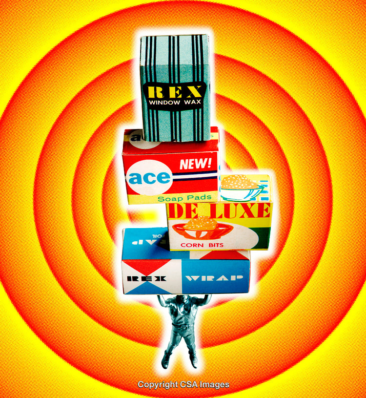 Retro Advertising Motif with Miniature Toy and Bright Background