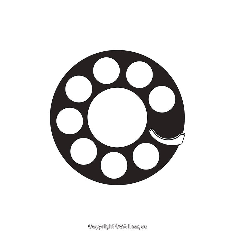 Black and White Rotary Phone Dial Graphic Icon Design