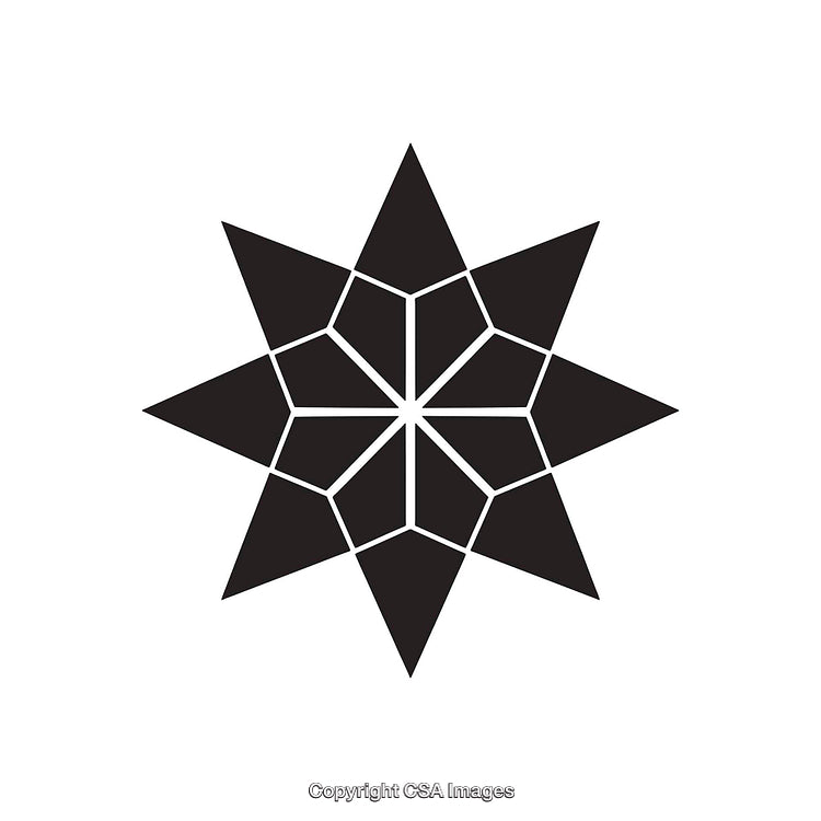 Black and White Eight-Pointed Star Geometric Illustration