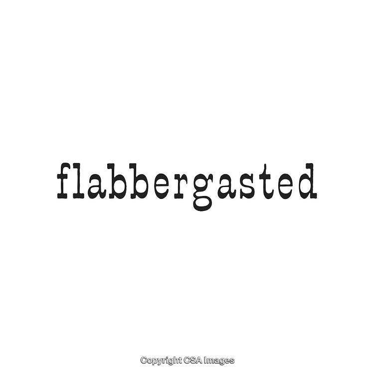Flabbergasted Word Display in Decorated Typography on a Minimal White Background