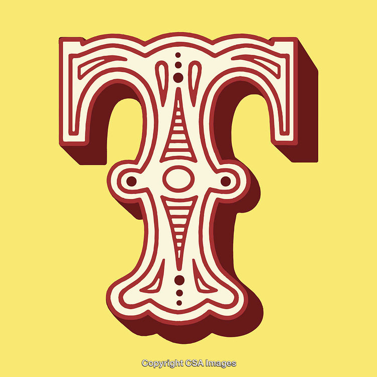 Decorative Letter T in Vintage Style with Ornamental Design Pattern