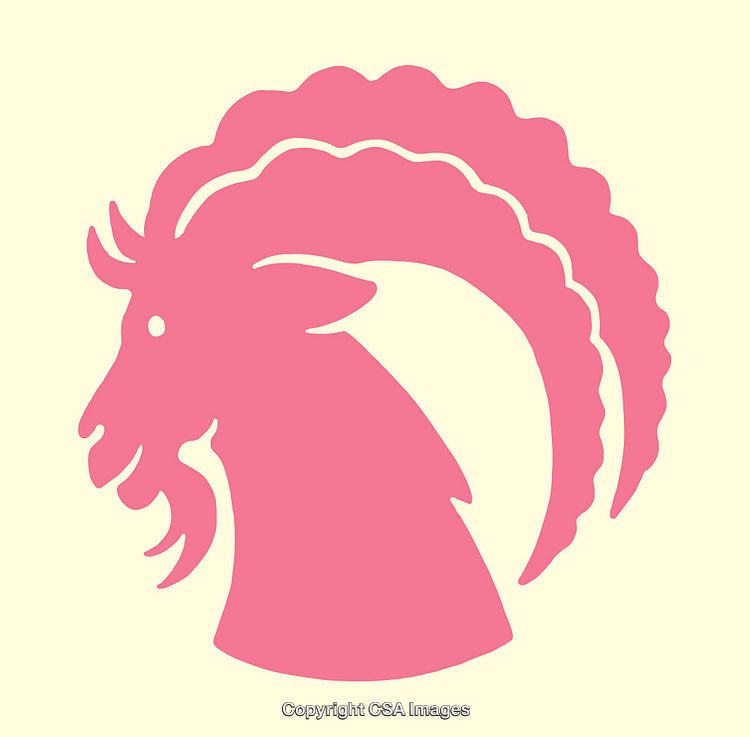 Capricorn Zodiac Sign Illustration with Pink Goat Silhouette