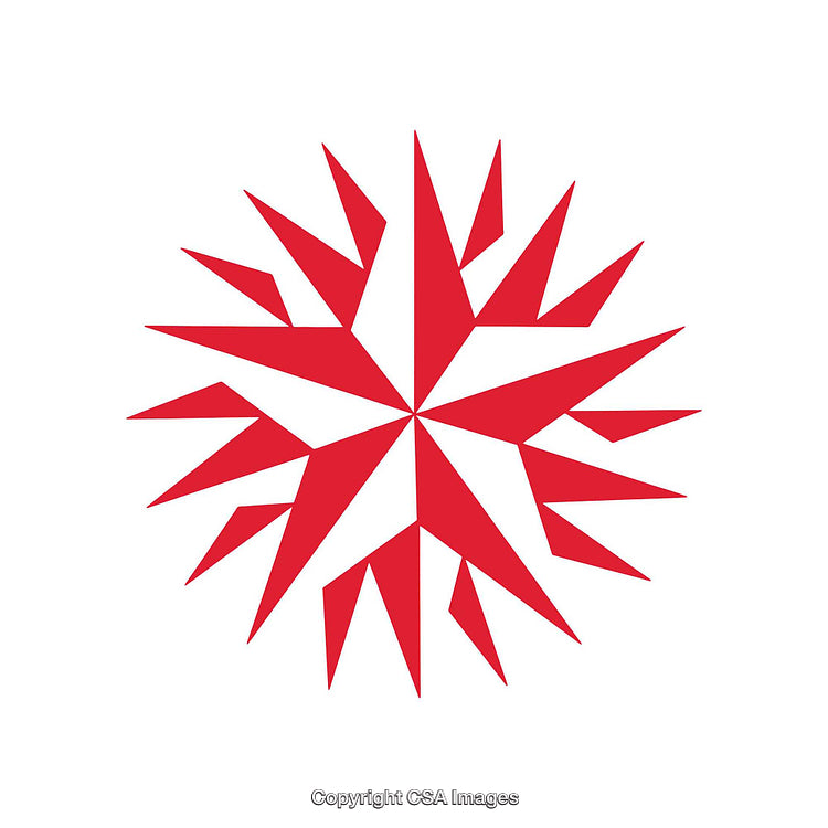 Red Symmetrical Geometric Star Design on a White Background