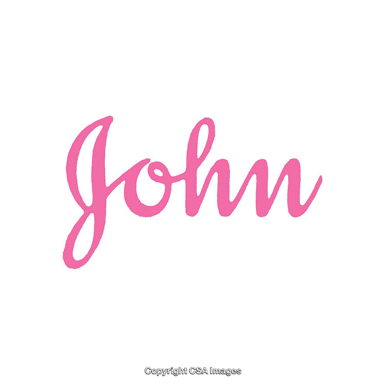 Pink Handwritten Calligraphy of the Name 'John' on a White Background