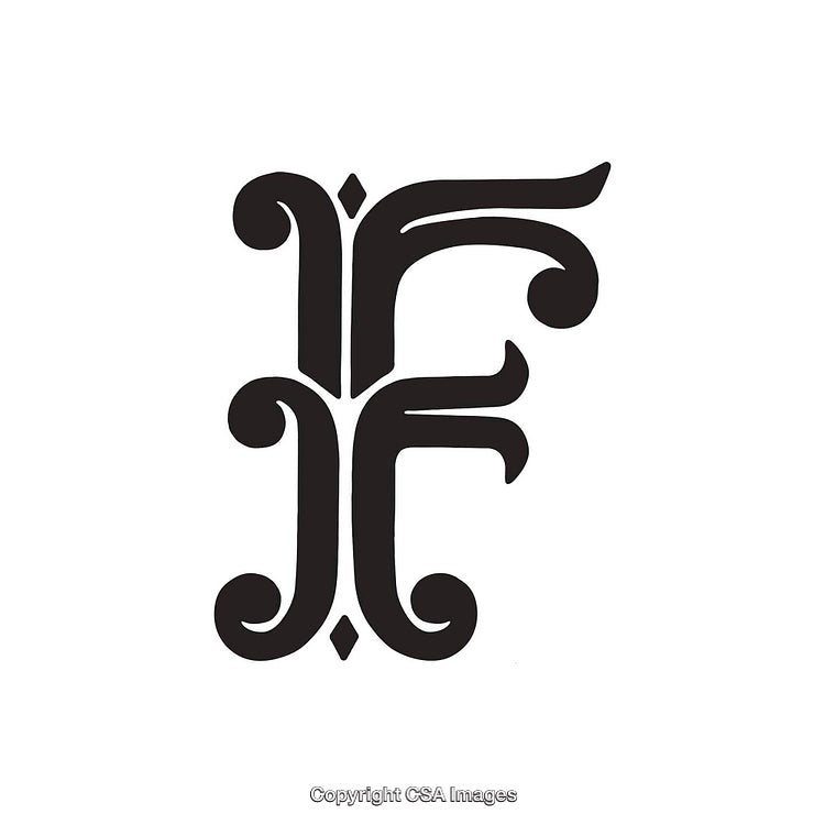 Elegant Black Ornamental Design Featuring the Letter F Monogram