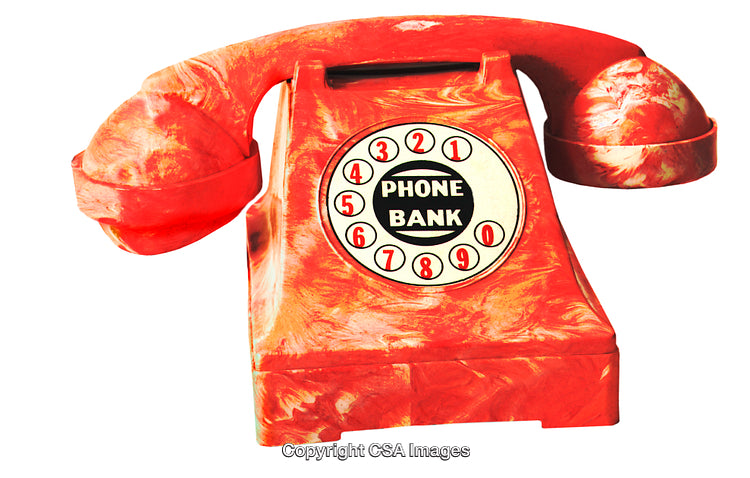 Vintage Style Red Toy Telephone Bank for Decorative Use