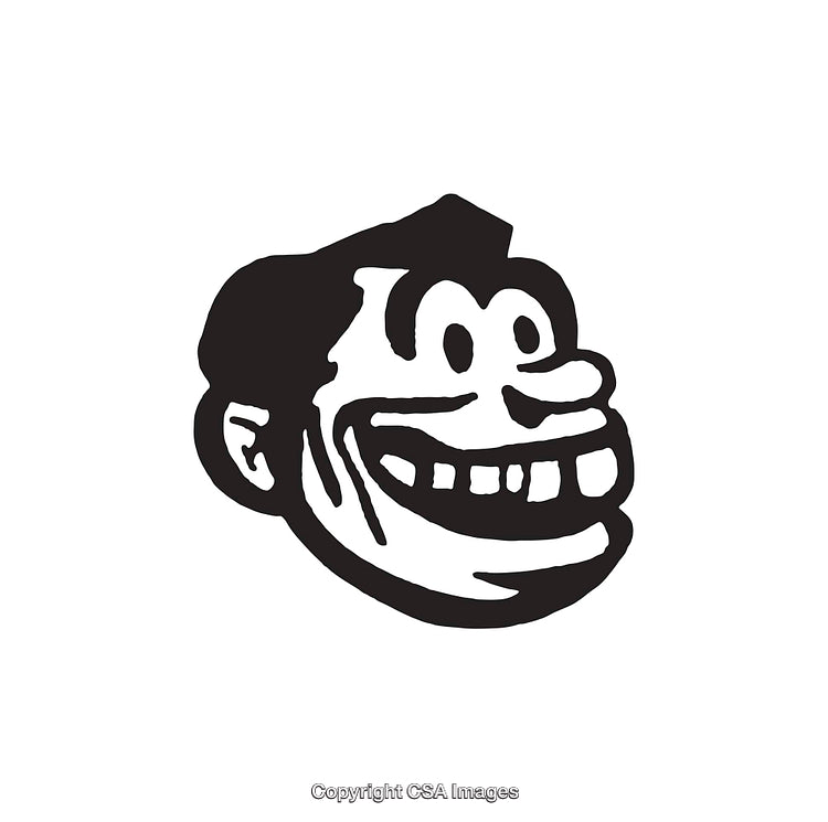Black and White Cartoon Style Smiling Face Illustration