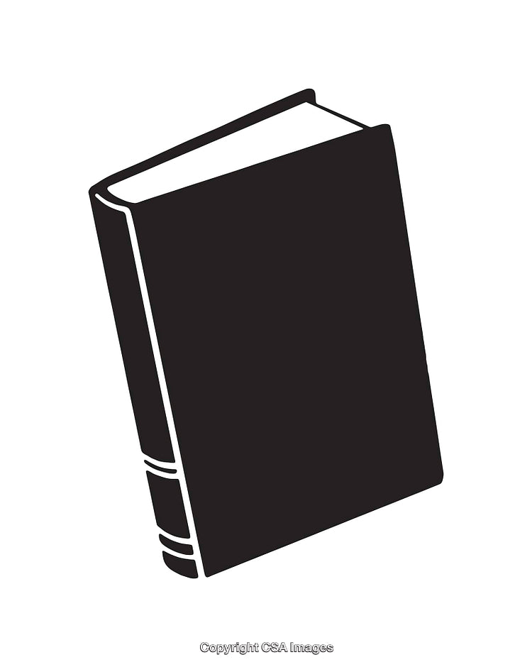 Black and White Line Art Illustration of a Closed Book