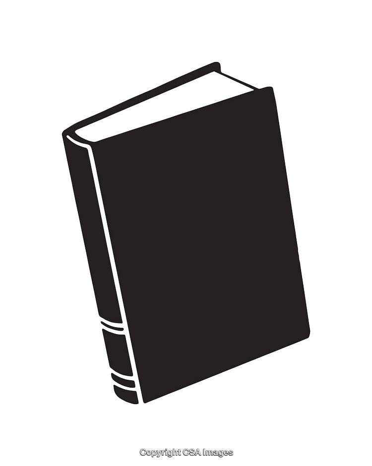 Black and White Line Art Illustration of a Closed Book