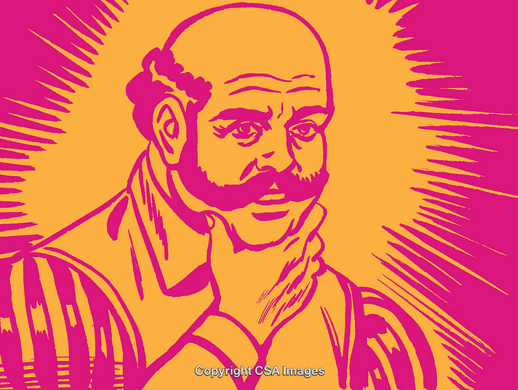 Colorful Illustrated Portrait of a Man in a Thoughtful Pose