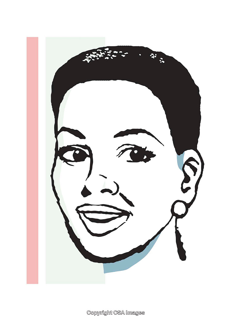 Stylish Graphic Illustration of a Smiling Woman With Minimalist Design