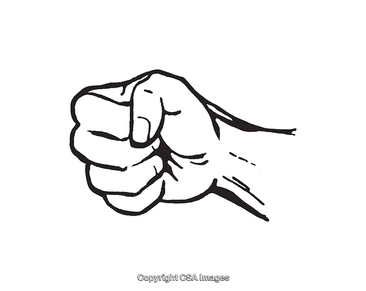 Black and White Line Art Illustration of a Closed Fist