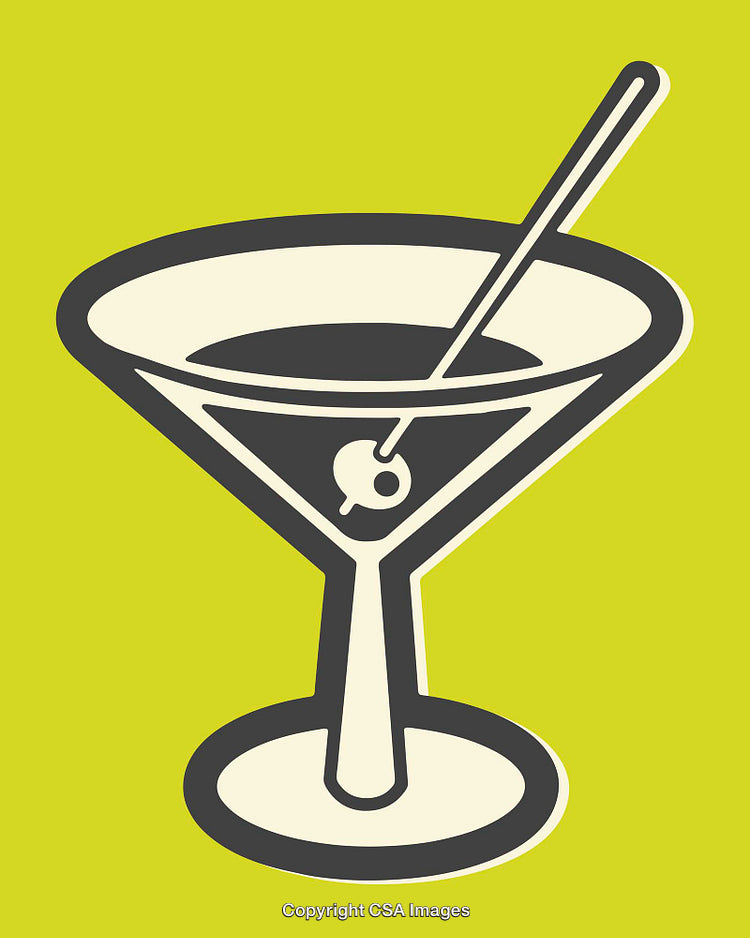 Graphic Line Art Martini Glass on a Bright Background