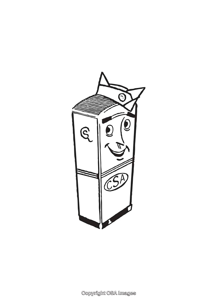 Playful Line Art of Smiling Box Character with a Hat