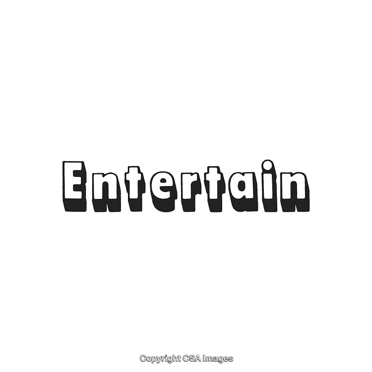 Bold Stylized Entertainment Text emphasizing Fun and Creativity in Black and White
