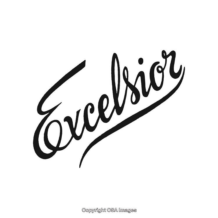 Elegant Black Calligraphy Featuring the Word Excelsior in Script Font