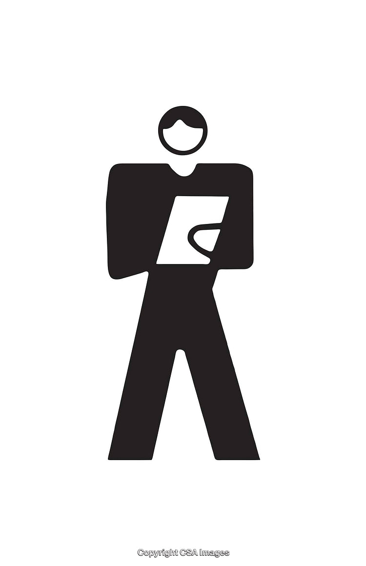Minimalist Icon of a Person Reading or Reviewing a Document