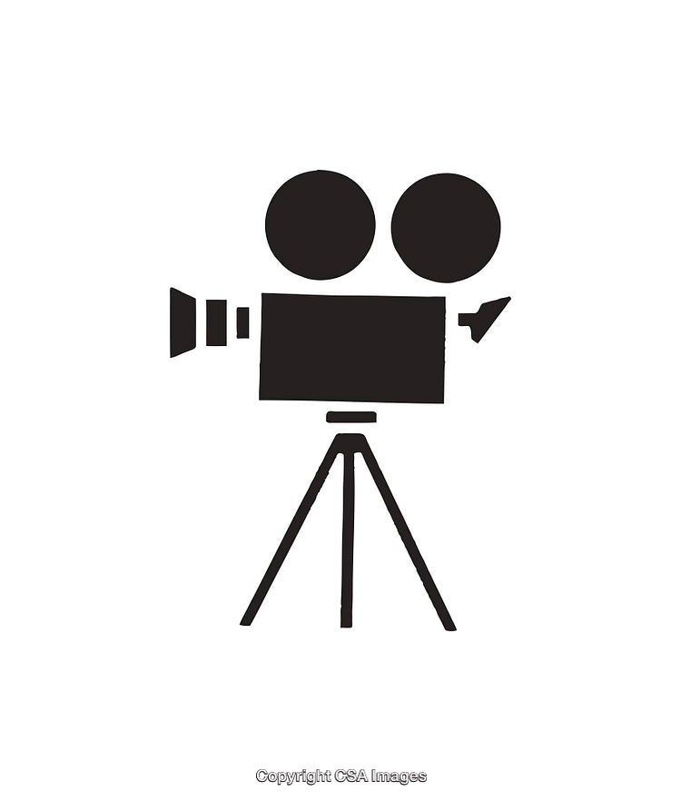 Film Camera Icon in Minimalist Silhouette Style on White Background