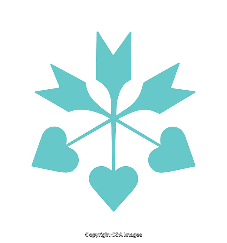 Turquoise Icon Featuring Arrow and Heart Designs in a Modern Style