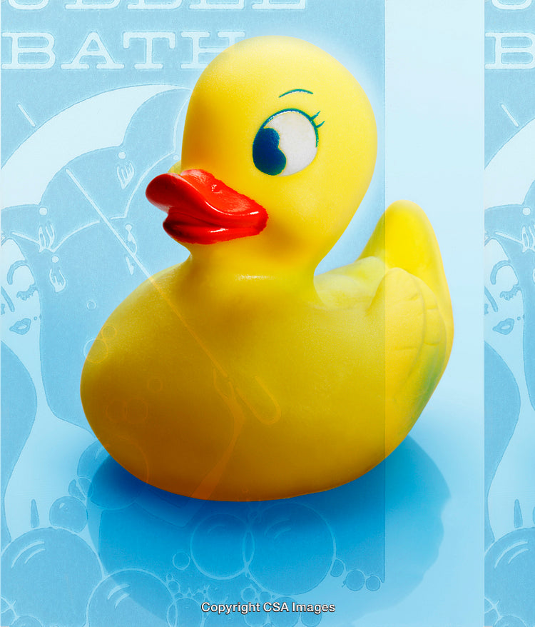 Bright Yellow Rubber Duck on a Vibrant Blue Background for Play Concepts